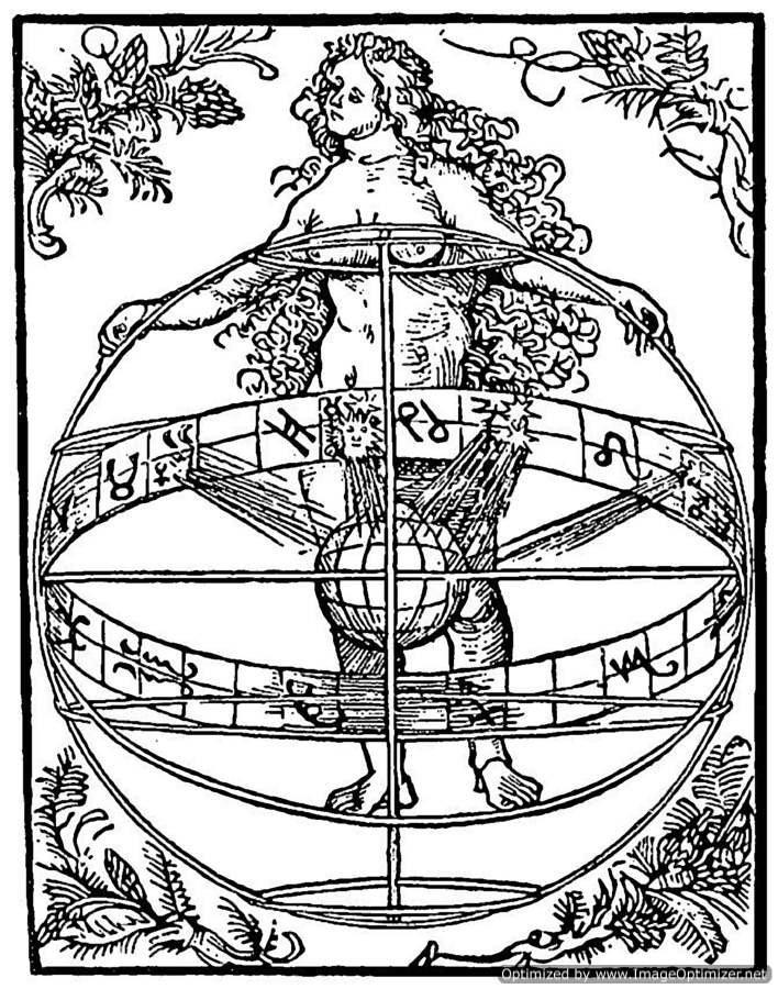 Albrecht Dürer's Nude Woman with the Zodiac illustrating the relationship between the human figure and the zodiac in astrology