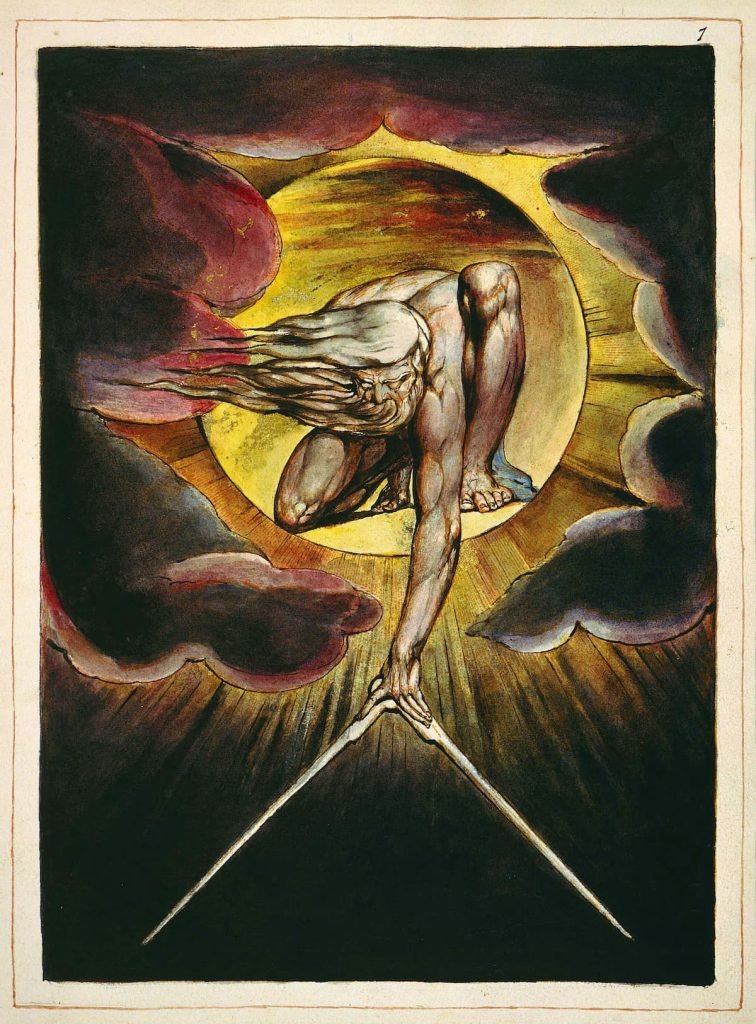 William Blake's The Ancient of Days symbolizing divine authority and the psychological origins of religious shame