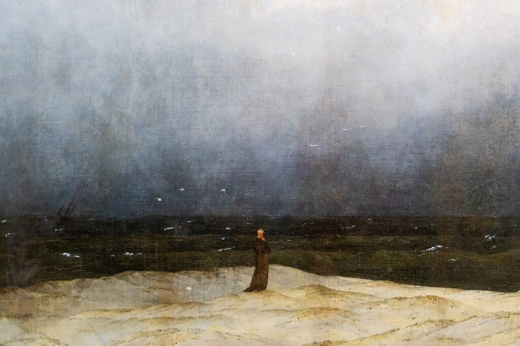 The Monk by the Sea by Caspar David Friedrich, illustrating solitude and contemplation